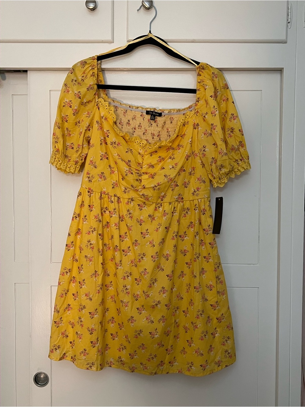 CITY STUDIOS' Juniors Puff-Sleeve Fit & Flare Dress size XL NWT